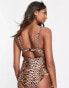 Wolf & Whistle Maternity Exclusive plunge swimsuit in leopard print