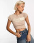 Фото #1 товара Bershka waffle skate t-shirt in light brown