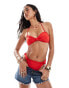 South Beach essentials knot front bandeau bikini top in red