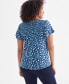 Фото #2 товара Women's Printed Smocked-Shoulder V-Neck Top, Created for Macy's