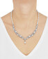 Cultured Freshwater Button & Potato Pearl (5-11mm) & Cubic Zirconia Fancy Collar Necklace in Sterling Silver, 16" + 2" extender