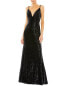 Фото #1 товара Mac Duggal Sequined Draped V-Neck Gown Women's