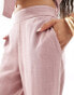 Фото #2 товара Pieces Petite wide leg linen trousers co-ord in pink