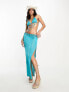 ASOS DESIGN beach co-ord crop top with shell detail in teal Голубой, 38 - фото #5