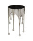 Aluminum Drip Accent Table with Melting Design and Shaded Glass Top, 16" x 16" x 25"