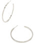 Rhodium-Plated Medium Hoofprint-Trim C-Hoop Earrings, 1.89"