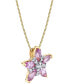 Фото #2 товара Macy's pink Sapphire (1-1/6 ct. t.w.) & Diamond (1/10 ct. t.w.) Starflower 18" Pendant Necklace in 14k Gold