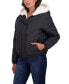 Women's Junior's Faux Fur Lined Puffer Jacket with Hood