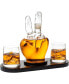 Peace Sign Wine and Whiskey Decanter with 10 oz Glasses Set, 4 Piece Set