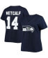 ფოტო #1 პროდუქტის Women's Plus Size DK Metcalf College Navy Seattle Seahawks Name Number V-Neck T-shirt