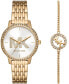 ფოტო #1 პროდუქტის Women's Melissa Three-Hand Gold-Tone Stainless Steel Watch Set 35mm