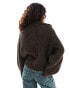 Фото #3 товара Weekday Bea wool blend zip through cardigan with oversized collar in dark brown melange