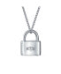 ფოტო #3 პროდუქტის Plain Simple Couples Functional Lock Pendant Charm Lovers Padlock Necklace For Women Solid Sterling Silver Chain 16 Inch