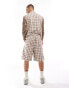 Weekday Boman co-ord loose fit shorts in beige check