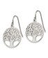 Stainless Steel Polished Tree of Life Cut-out Earrings