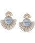 ფოტო #1 პროდუქტის Mother-of-Pearl Two-Tone Fan Drop Earrings in Sterling Silver & 14k Gold-Plate