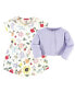 Baby Girls Baby Organic Cotton Dress and Cardigan 2pc Set, Flutter Garden