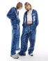 Фото #4 товара COLLUSION Unisex washed skater hoodie in blue co-ord