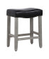 Фото #6 товара 24" Upholstered Saddle Seat Faux Leather Counter Stool