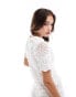 Mango crochet co-ord top in white Белый, XS - EU 34 - фото #3