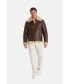 Men's Shearling Aviator Jacket ,Vintage - like Camel With Champagne Wool