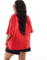 Фото #4 товара ASOS DESIGN Weekend Collective Curve oversized t-shirt with varsity logo in red