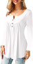 Фото #42 товара Amoretu Women's V-Neck Button Down Blouse, Solid Tunic Long Sleeve / Short Sleeve Tops