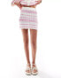 Miss Selfridge crochet contrast knit mini skirt co-ord in cream with pink Cremeweiß & Rosa, XS - EU 32-34 - фото #3