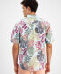 Men's Sand Linen Retro Vines Short Sleeve Printed Shirt