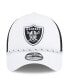 ფოტო #4 პროდუქტის Men's White/Black Las Vegas Raiders Court Sport Foam Front A-Frame 9FORTY Adjustable Trucker Hat