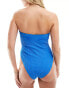 Фото #4 товара 4th & Reckless sofia ruched front crinkle bandeau swimsuit in blue