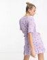 JDY exclusive wrap mini tea dress in lilac vintage floral