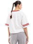 Фото #3 товара Miss Selfridge short sleeve V neck New York tipped cropped t-shirt in white and red