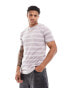 Фото #1 товара Brave Soul horizontal stripe t-shirt in dusty purple & white