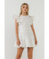 Фото #2 товара Women's Lace Trimmed Ruffle Sleeve Dress with Cutout