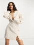 & Other Stories linen mini shirt dress in beige