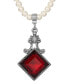 Imitation Pearl Red Glass Pendant Necklace