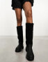 Public Desire Mason borg chunky knee boots in black