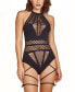 ფოტო #1 პროდუქტის Women’s One Sized Seamless 1PC Bodysuit Lingerie with Garter Straps