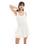 Фото #2 товара Miss Selfridge puffball cami mini dress in cream