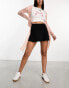 Фото #8 товара Miss Selfridge fold over waistband a line mini flippy skirt in black