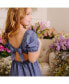 ფოტო #7 პროდუქტის Girls' Short Bubble Sleeve Crochet Trim Chambray Dress, Kids