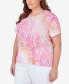 Фото #5 товара Plus Size Paradise Island Ombre Medallion Top with Lace Detail