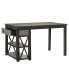 Фото #3 товара Gray Gunmetal Finish Counter Height Dining Table with Storage Shelves
