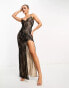 Фото #2 товара ASOS DESIGN lace sheer maxi dress with high split in black