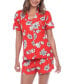 ფოტო #1 პროდუქტის Women's Short Sleeve Floral Pajama Set, 2-Piece