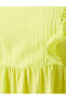 Midi Elbise Kısa Kollu Fırfırlı Gipe Detaylı