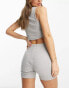 Фото #6 товара ASOS DESIGN rib legging short co-ord in grey marl