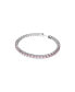 ფოტო #2 პროდუქტის Crystal Matrix Tennis Bracelet Round Cut Pink Rhodium Plated