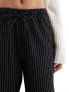 Stradivarius tailored pull on trouser in black pinstripe